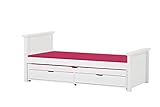 Hoppekids Juniorbett, Kinderbett, Jugendbett, MDF, Liegefläche 90 x 200 cm, Holz, Weiss, 216 x 96 x 90 cm