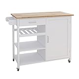 SXDHOCDZ HaushaltInseltisch für die Küche, tragbarer Küchenwagen, Kücheninsel auf Rädern mit 2 offenen Regalen/1 Schublade/1 großen Schränken