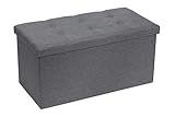 Requena Ottoman 76 x 38 x 38 cm Leinen-Stoff Faltbare Aufbewahrungsbox Fußhocker Aufbewahrungsbox (Dunkelgrau, 76 cm)