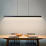 Lanekd LED Esstisch Esszimmer Lampen Pendelleuchten Dimmbar Holz Hängelampe Hängeleuchte Wohnzimmer Küche Büro Hängend Leuchte Moderne linear Kronleuchter mit Fernbedienung Bar Studie (L80cm)