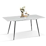 OFCASA Esstisch mit Metallbeinen Ausziehbarer Home Küchentisch 4-6 Sitzer Industrie Holz für Esszimmer Küche Restaurant 120-160 cm, Marmor