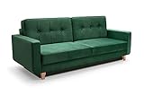 mb-moebel Sofa mit Schlaffunktion und Bettkasten, Couch für Wohnzimmer, Schlafsofa Federkern Sofagarnitur Polstersofa Wohnlandschaft mit Bettfunktion - 228x89x90 - LOKO - Grün