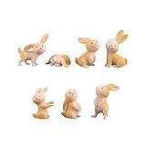 Supvox 7 STK. Mini Hase Figuren Osterhase Figur Osterdeko Osterhäschen Mikro Landschaft Desktop Skulptur Puppenhaus Osterfest Dekoration (Gemischter Stil)
