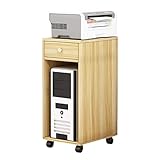 CPU Ständer Für Computer PC-Tower-Ständer mit Stauraum, 2-stufiger, rollender CPU-Halter aus Holz mit Schublade, mobiler Druckerwagen, PC-Gehäusehalter for das Heimbüro Computer Ständer für Desktop-To