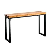 monque Einfacher Quadratischer Konsolentisch, Stabiler Wohnzimmer-eingangstisch Mit Schwarzem, Robustem Eisenrahmen, Quadratischer Sofa-beistelltisch Mit Holztischplatte(Size:100 * 30 * 80CM,Color:A)