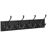 SONGMICS Garderobenleiste, Kleiderhaken Wand, Garderobenhaken mit 4 Dreifach-Haken aus Metall, Wandgarderobe, Hakenleiste für Taschen, Mäntel, für Flur, Wohnzimmer, Schlafzimmer, schwarz LHR030B01