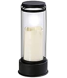 Dehner Grablaterne mit LED-Beleuchtung, Ø 12 cm, Höhe 27 cm, Eisen/Glas, creme