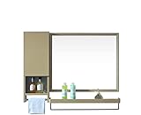 TEmkin Spiegel für Badezimmer Moderner, minimalistischer, rechteckiger Badezimmerspiegel aus Edelstahl mit praktischen Seitenschränken und einlagigem Handtuchhalter, Badezimmer-Wandaufbew