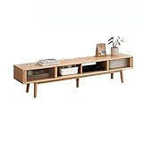 Lingula TV-Schrank TV-Ständer mit 2 Glasschiebetüren und offenen Regalen, modernes Entertainment-Center, Wohnzimmer, minimalistische Medienkonsole Lowboards (Color : A, Size : M-180cm)