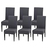 Littleprins Stuhlhussen 6er Set Stuhlbezug elastische Hussen für Stühle Schwingstühle Stretch Stuhlüberzug für Esszimmer Stuhl Hochzeit Partys Bankett (Grau)