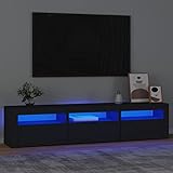 Festnight TV-Schrank mit LED-Leuchten HiFi-Schrank TV-Lowboard Fernsehschrank Fernsehtisch TV Bank TV Tisch TV Board Mehrfarbige LED-Leuchten Wohnzimmertisch Schwarz 180 x 35 x 40 cm