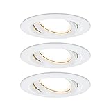 Paulmann 93682 Nova Plus LED Einbauleuchte 3er Set rund schwenkbar 3x6,8W IP65 dimmbar Einbaustrahler Weiß matt Spot Aluminium Einbaulampe 2700K
