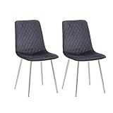 GOLDFAN 2er Set Esszimmerstühle Samt Sessel Moderner Wohnzimmer Stuhl mit Silber Chrome Metallbeinen Set 2 Freizeit Stuhl, Grau