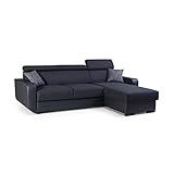 mb-moebel Ecksofa mit Schlaffunktion Eckcouch mit Bettkasten Sofa Couch Wohnlandschaft L-Form Polsterecke Pedro (Schwarz, Ecksofa Rechts)