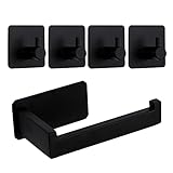 anshuke Toilettenpapierhalter Ohne Bohren, Handtuchhaken Selbstklebend, 1 Toilettenrollenhalter + 4 Handtuchhaken Edelstahl, WC Rollenhalter, Toilet Paper Holder Geeignet für Bad und Kitchen