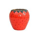 Keramik Vasen Strawberry Deko Blumenvase Erdbeere Tischvase Skulptur Statue für Pampasgras Blumen Trockenblumen Modern Vasen Tulpenvase Küche Büro Wohnzimmer Geschenk (Color : Orange, Size : 10.5X15