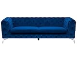 Beliani Klassisches Polstersofa Samtstoff Chesterfield Style dunkelblau Sotra