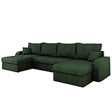 Mirjan24 Ecksofa Kristofer U Cord, Design Eckcouch Couch mit Schlaffunktion, DREI Bettkasten, Wohnlandschaft, Bettfunktion, U-Form Sofa, Seite Universal, Farbauswahl (Poso 14)