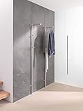 PHOS Design, GL3, Standgarderobe zur Wandmontage, Höhe 1,8 m, gebürsteter Edelstahl, mit Kleiderstange und Kleiderhaken