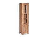 Woodkings® Hochschrank Auckland Echtholz Akazie Badhochschrank massiv Badmöbel Badezimmer Badezimmerhochschrank Badschrank Bad Wandschrank Massivholz