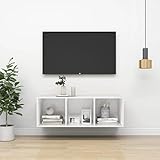 TEKEET Home Furniture TV-Schrank, Wandmontage, 37 x 37 x 107 cm, Weiß