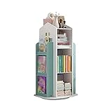 ZAJ Regal 4-stöckiges drehbares Kinder-Bücherregal 360-Grad-Vitrine Bodenstehendes offenes Bücherregal Spielzeug-Aufbewahrungs-Organizer für Kinderzimmer-Spielzimmer Standregal Bookshelf