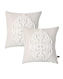 HAMUR HOME 2er Set Kissenbezüge 45x45 cm Boho Dekokissen Kissenbezug Sofakissen Dekorativ Couchkissen Kissenhülle Zierkissenbezug Set Kissen für Wohnzimmer Schlafzimmer (Classic, Ecru)