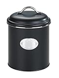 WENKO Aufbewahrungsdose Nero, 1,6 Liter, Frischhaltedose zur luftdichten Aufbewahrung von Lebensmitteln, wasserdicht, aus lackiertem Metall mit Applikation, Retro-Design, Ø 13 x 18 cm, Schwarz