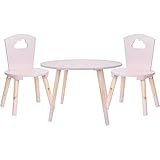 BJYX Kindersitzgruppe Kindermöbel Set Rosa Kindertisch Tisch Ø60cm Stuhl Ø32cm 3.TLG