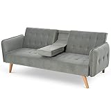 HOMCOM 2-1 Design Schlafsofa Klappsofa 3-Sitzer Stoffsofa Chaiselongue Bettsofa Sofagarnitur Verstellbarer Winkel Hellgrau 183 x 87 x 75 cm