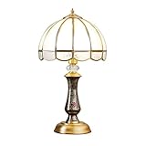 PAREKS Nachttischlampe Luxus Retro Schlafzimmer Nachttischlampe Kupfer Dekorative Innenlampe Studie Desktop Tischlampe Glas Lampenschirm Nachttischlampen