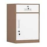 Aktenschrank Rollcontainer Aktenschrank mit Schloss, Metall-Aktenschrank unter dem Schreibtisch, 1 Schublade und 1 Aktenschrank for Legal/Letter/A4-Akten, komplett montiert Büroschrank ( Color : Coffe