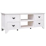 Makastle TV-Schrank TV-Regal TV-Board TV-Bank TV-Regal Unterschrank Lowboard mit 2 Fächern und 4 Schubladen, Fernsehtisch Fernsehschrank für Wohnzimmer & Unterhaltungsraum, 108x30x40 cm