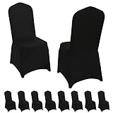 10 Stück Schwarze Stuhlhussen Hochzeit Stretch Spandex für Esszimmer universelle angepasste Stuhlhussen für Hochzeiten Esszimmer Event Hussen Stuhlhussen Geburtstag Bankett Party Feier