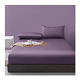 Einzelnes Spannbettlaken Baumwolle 100% Super Kingsize-Bettgröße (200x200) hochwertige Verarbeitung Matratzenhöhe bis 35cm (Color : Noble Purple, Size : 180x220cm+35cm)