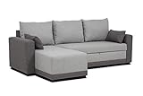 Confort24 Leah Ecksofa mit Schlaffunktion Schlafsofa Bettfunktion 3 Sitzplätze Schenkelwahl Links oder rechts (Graue Farbe)