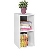FineBuy Standregal FB10244 Holz 30x60x30 cm Modern Regal Weiß Schwarz Klein | Wandregal Ablageregal Schmal | Kleines Bücherregal 2 Ablagefächer | Schmales Design Holzregal Nischenregal