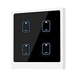 Intelligenter Lichtschalter, 4-Gang-WiFi-Wand-Touch-Lichtschalter, APP-Fernbedienung, Sprachsteuerung, LED-Hintergrundbeleuchtung, Steuerung der Beleuchtung von überall
