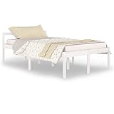 vidaXL Massivholzbett Kopfteil Doppelbett Bettgestell Lattenrost Bett Holzbett Bettrahmen Schlafzimmerbett Schlafzimmermöbel Weiß Kiefer 120x200cm