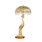 CLoxks Nachttischlampe Moderne dekorative Kristalllampe Schlafzimmer Nachttischlampe, verwendet in Wohnzimmer Esszimmerstudie Peacock Decor Tischlampe Dimmbar