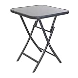 Mojawo® Bistrotisch Klapptisch Glas/Metall 60x60xH70cm Anthrazit/Dunkelgrau mit getönter Glasplatte Eckig Balkontisch Gartentisch Glastisch