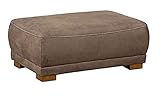 Cavadore Sofa-Hocker 'Modeo' / Sitzhocker für Sofa mit moderner Kontrastnaht / Hochwertiger Mikrofaser-Bezug in Wildlederoptik / Holzfüße / Maße: 100x40x66 cm (BxHxT) / Farbe: Nuss (hellbraun)