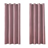 MRTREES Vorhang Blickdicht Gardinen Thermovorhang mit Ösen Verdunklungsvorhang Ösenschal Vorhänge Kurz Modern 145×140cm(H×B) Altrosa 2er Set für Hotels Büros Wohnzimmer Schlafzimmer Kinderzimmer
