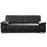 CAVADORE 2,5-Sitzer Sofa Corianne in Kunstleder / Kleines Leder-Sofa in hochwertigem Kunstleder und modernem Design / Mit verstellbaren Armlehnen / 191 x 80 x 99 / Kunstleder schwarz