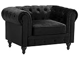 Beliani Eleganter Sessel im englischen Stil Samtstoff Schwarz Chesterfield