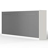 SMARTBett Standard 90x200 120x200 140x200 160x200 Komfort Lattenrost | ausklappbares Wandbett, Wandklappbett fürs Gästezimmer, Büro, Wohnzimmer, Schlafzimmer 90x200 Horizontal Komfort Weiss/Anthrazit