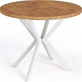 Runder Ausziehbarer Esstisch für 6-8 Personen - Loft Style Tisch mit Weiße Metallbeinen - 100 bis 180 cm - Industrieller Quadratischer Tisch für Wohnzimmer - Spacesaver - Eiche Lancelot - 100 cm