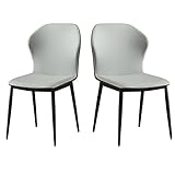 Moderne 2 Stühle aus Kunstleder, stabile Metallbeine für Esszimmer, Hoteltheke, Lounge-Esszimmerstühle (Farbe: Grau)