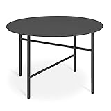 bomoe Runder Beistelltisch Metall Schwarz Ø 53 cm Tischplatte Kratzfest – Stabiler Wohnzimmer Couchtisch Leicht In- & Outdoor Gartentisch Balkon Tisch Terrasse – Nachttisch Bett Schlafzimmer Finn