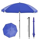 bobodeco Sonnenschirm Balkon Strandschirm, 180cm Marktschirm Inkl. 3in1 Schutzhülle & Bodenhülse & Drehstange, 2023 Upgrade Windfest Gartenschirm Terrassenschirm Blau Rund Sonnenschutz UV50+